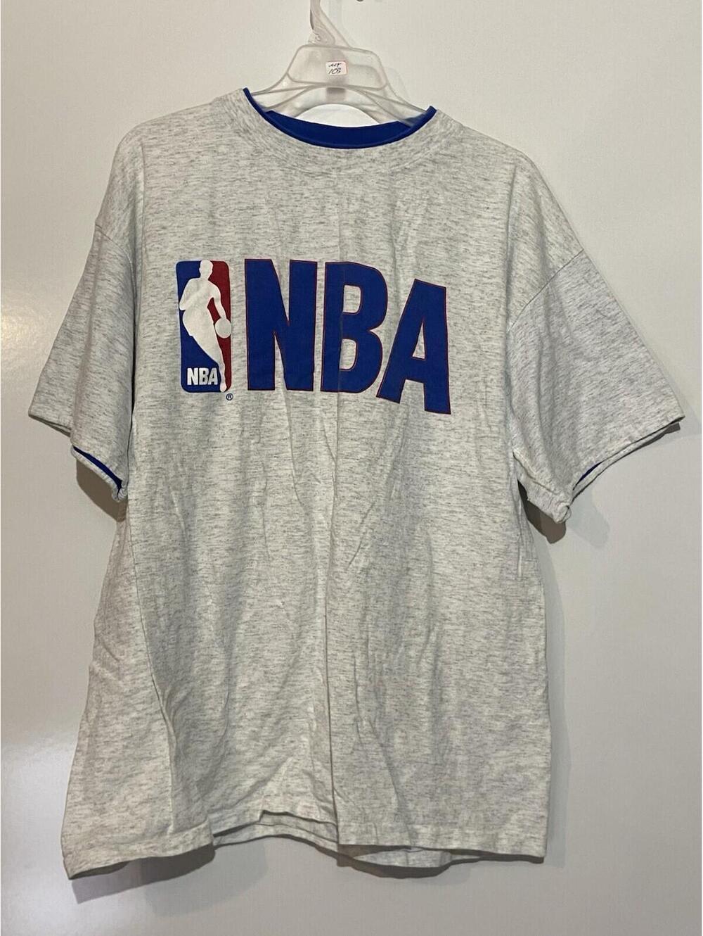 Mens CHALK LINE Gray Vintage NBA Logo Single Stitch Shirt Sz M